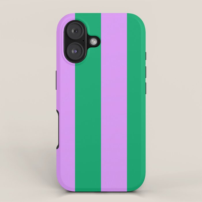 Vibrant green and purple stipes iPhone Case Gallery Image 1