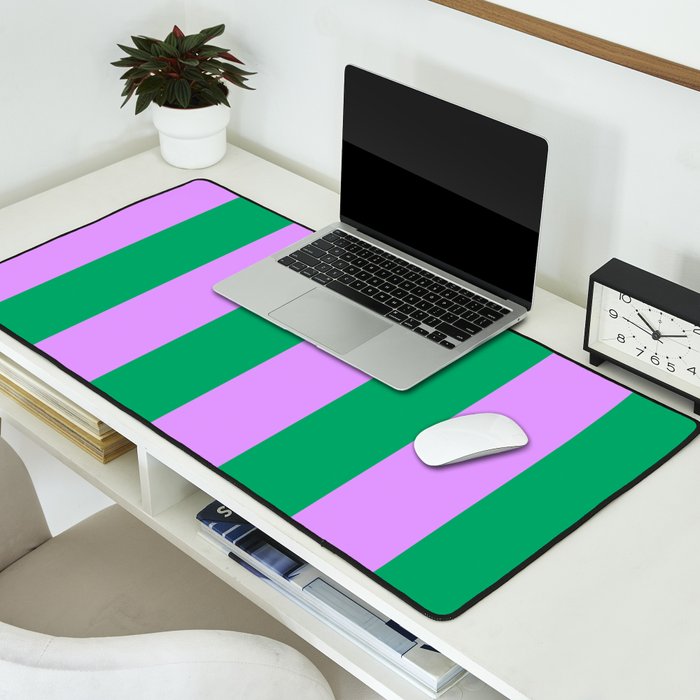 Vibrant green and purple stipes Desk Mat Gallery Image 2