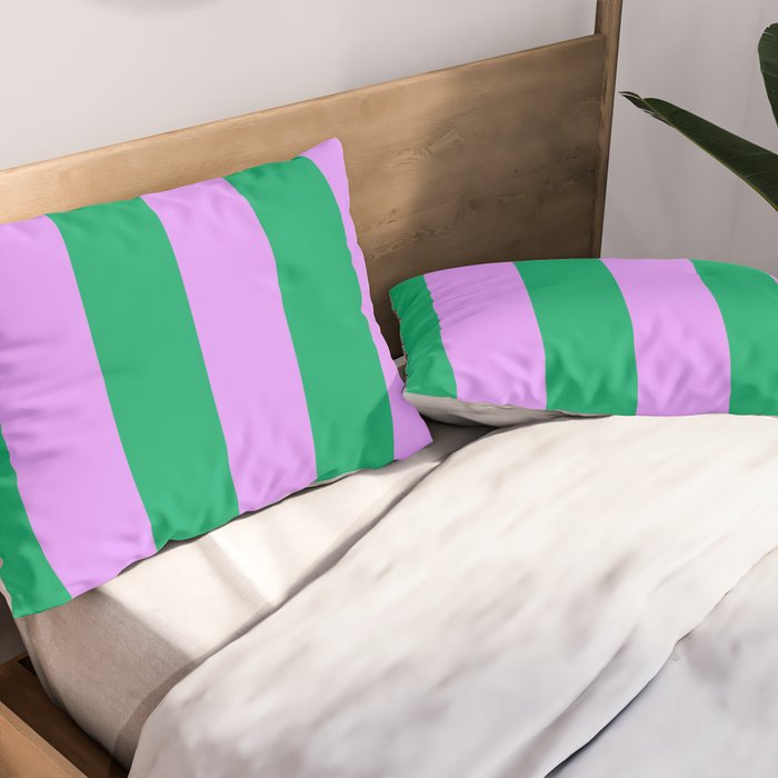 Vibrant green and purple stipes Pillow Sham Gallery Image 2