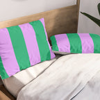 Vibrant green and purple stipes Pillow Sham Gallery Image 2