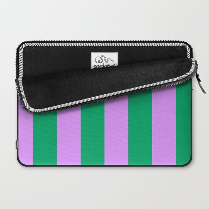 Vibrant green and purple stipes Laptop Sleeve Gallery Image 2