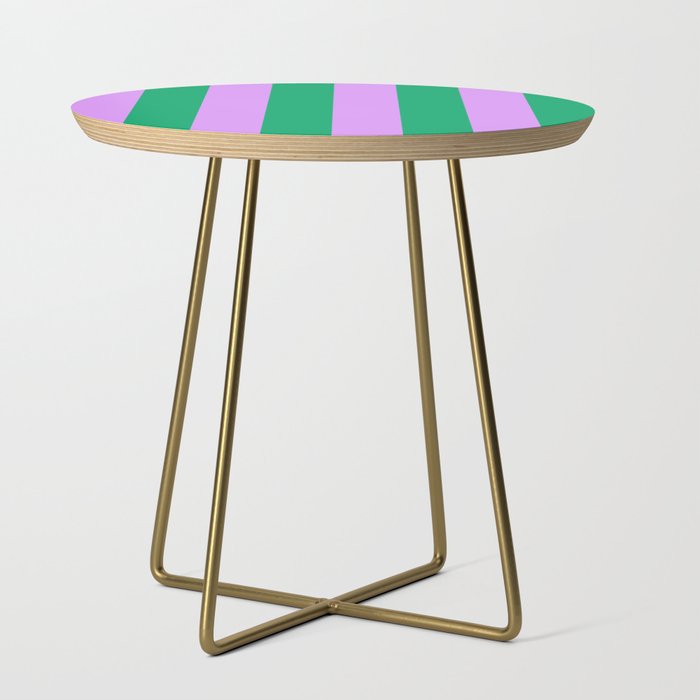 Vibrant green and purple stipes Side Table Gallery Image 1