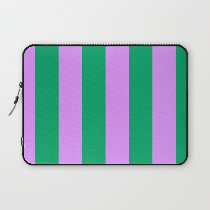 Vibrant green and purple stipes Laptop Sleeve Gallery Image 1