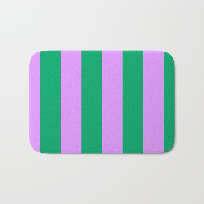 Vibrant green and purple stipes Bath Mat Gallery Image 1