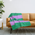 Vibrant green and purple stipes Throw Blanket Gallery Image 1