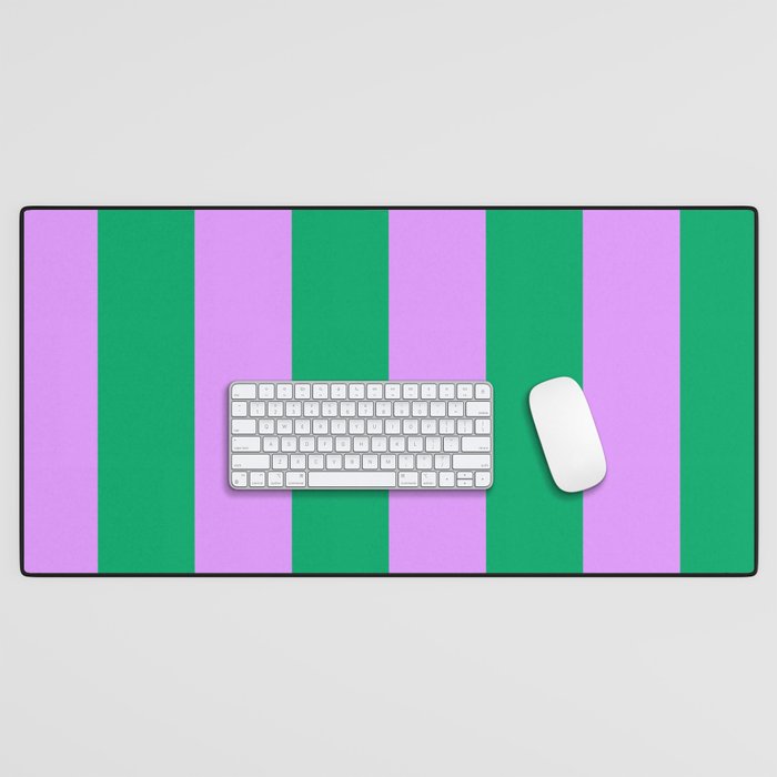 Vibrant green and purple stipes Desk Mat Gallery Image 1