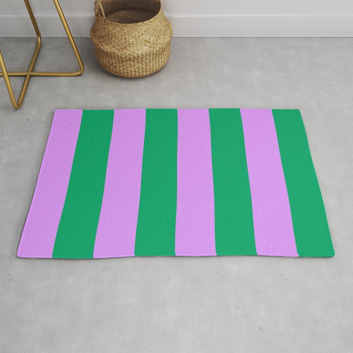 Vibrant green and purple stipes Rug Gallery Image 1