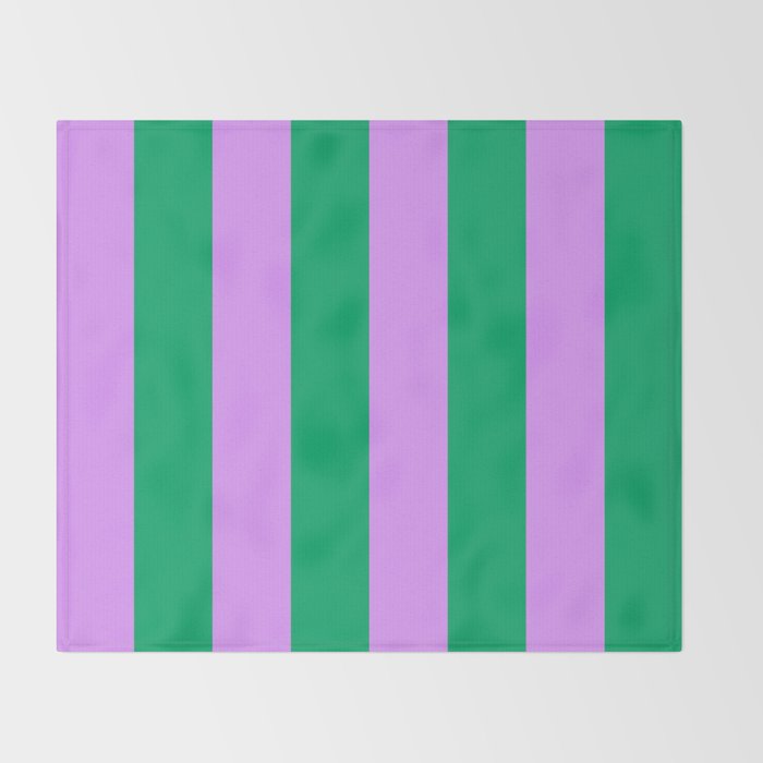 Vibrant green and purple stipes Throw Blanket Gallery Image 2