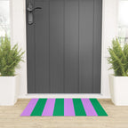 Vibrant green and purple stipes Welcome Mat Gallery Image 3