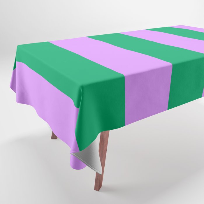Vibrant green and purple stipes Tablecloth Gallery Image 1