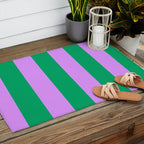 Vibrant green and purple stipes Outdoor Rug Gallery Image 2