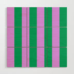Vibrant green and purple stipes Wood Wall Art Gallery Image 1
