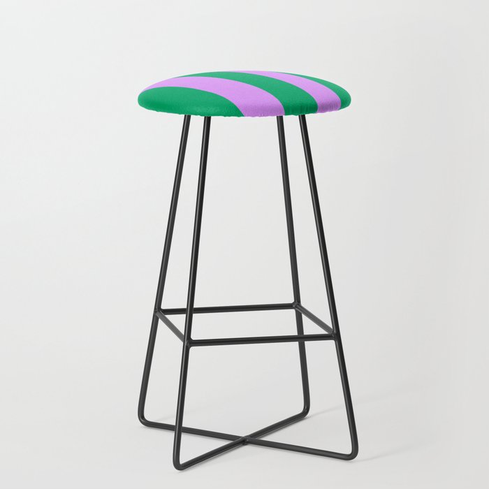 Vibrant green and purple stipes Stool Gallery Image 1