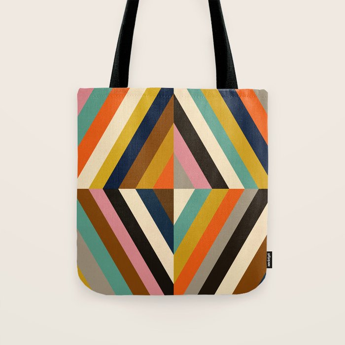 Mid Century Geometric Pattern Technicolor Diamond  Tote Bag Gallery Image 1