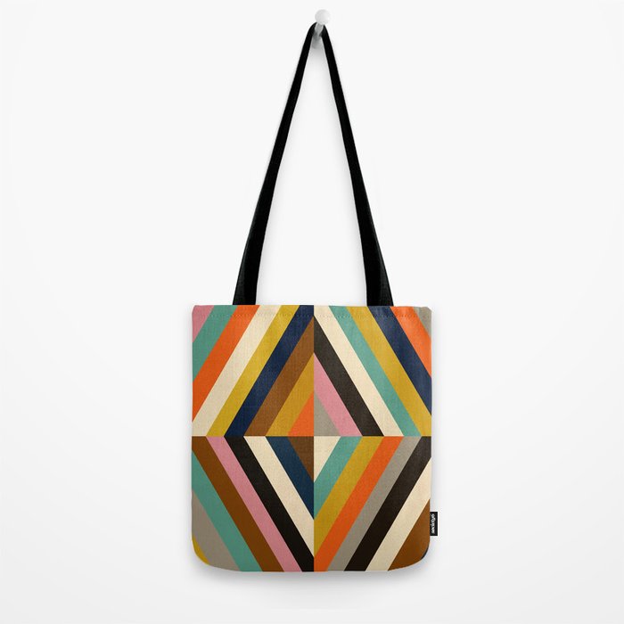 Mid Century Geometric Pattern Technicolor Diamond  Tote Bag Gallery Image 2