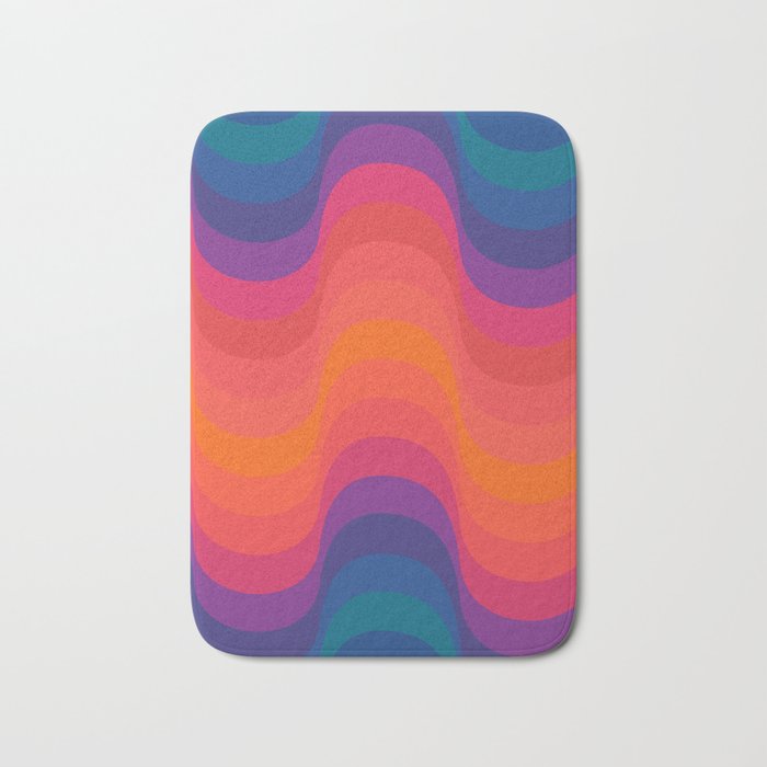 Retro Sacred Geometry | 80s Wavy Vibe Bath Mat Gallery Image 1