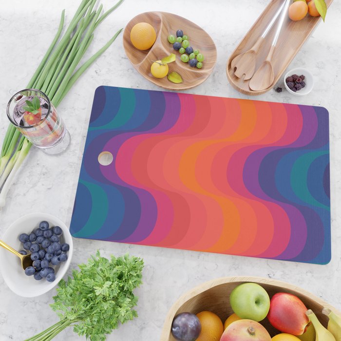 Retro Sacred Geometry | 80s Wavy Vibe Cutting Board Gallery Image 2