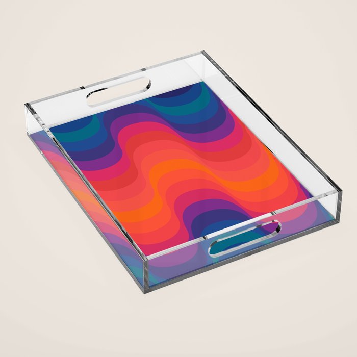 Retro Sacred Geometry | 80s Wavy Vibe Acrylic Tray Gallery Image 1