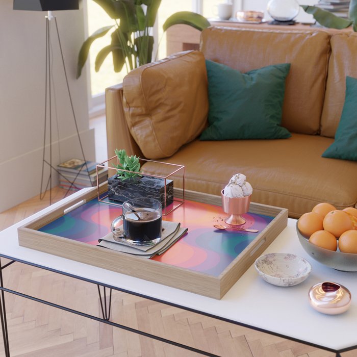Retro Sacred Geometry | 80s Wavy Vibe Serving Tray Gallery Image 2