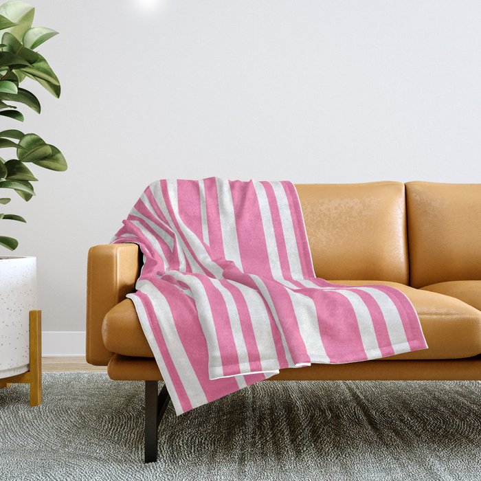 Classic Stripes XXXIII - 90s Barbie Pink Throw Blanket Gallery Image 1