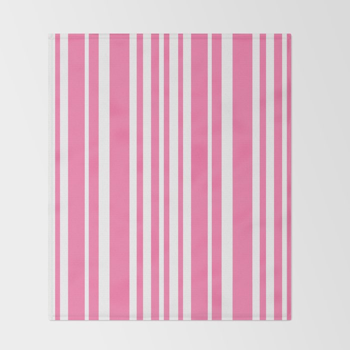 Classic Stripes XXXIII - 90s Barbie Pink Throw Blanket Gallery Image 2