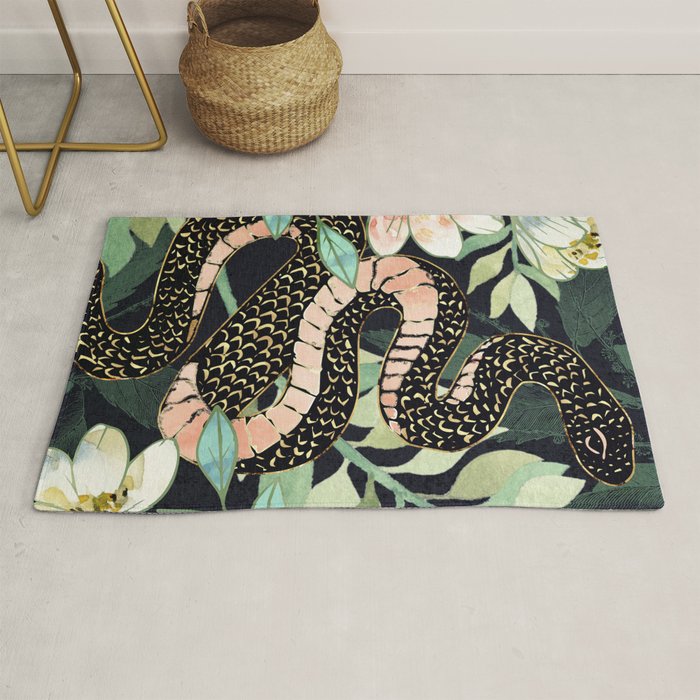 Metallic Floral Snake Rug Gallery Image 1