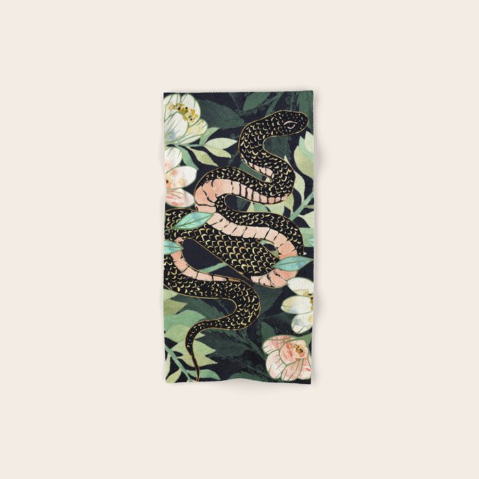 Metallic Floral Snake Bath Towel Gallery Image 1