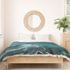 Glamour Turquoise Blue Bohemian Watercolor Marble With Silver Glitter Veins Duvet Cover Gallery Image 3