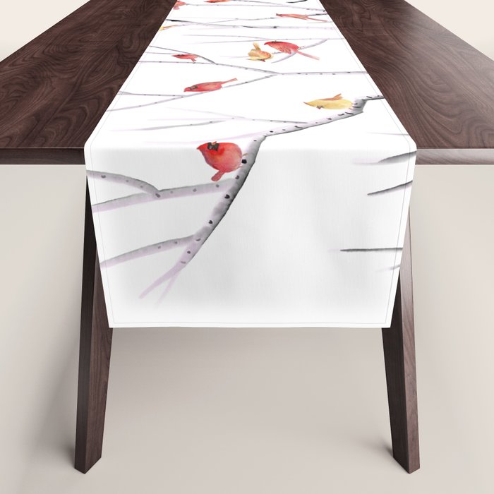 Birch Trees and Cardinal 2  Table Runner Gallery Image 1