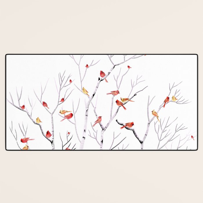Birch Trees and Cardinal 2  Desk Mat Gallery Image 3