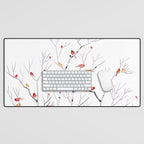 Birch Trees and Cardinal 2  Desk Mat Gallery Image 1