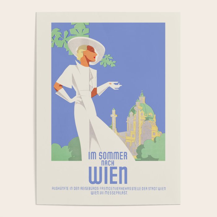 Art Deco Vintage Travel Poster - Spend Summer Days in Vienna, 1930s Poster Gallery Image 4