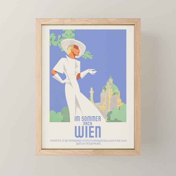 Art Deco Vintage Travel Poster - Spend Summer Days in Vienna, 1930s Mini Art Print Gallery Image 1