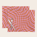 Retro Orange and Pink Checker Placemat Gallery Image 1
