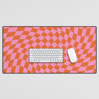 Retro Orange and Pink Checker Desk Mat Gallery Image 1