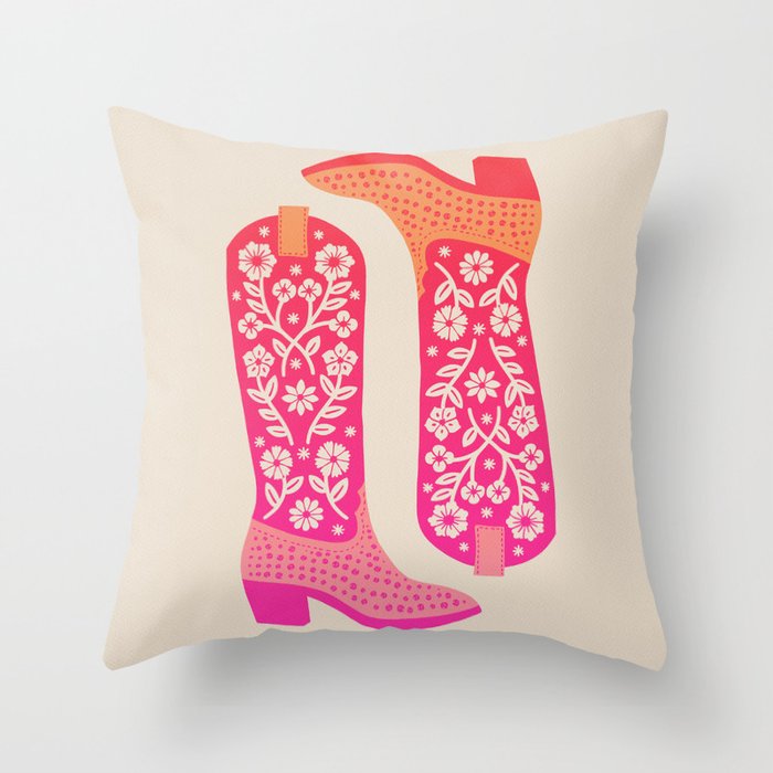 Cowgirl Boots â Hot Pink Ombre Throw Pillow Gallery Image 6