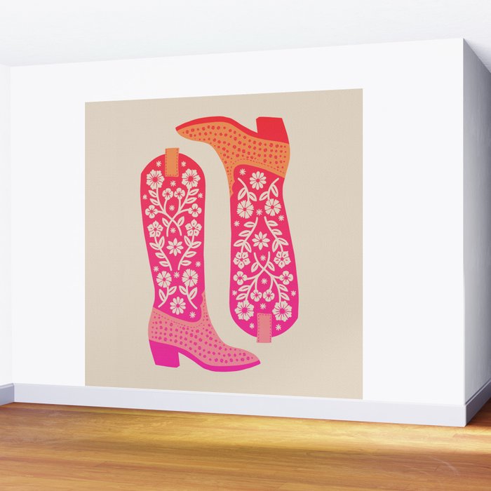Cowgirl Boots â Hot Pink Ombre Wall Mural Gallery Image 2