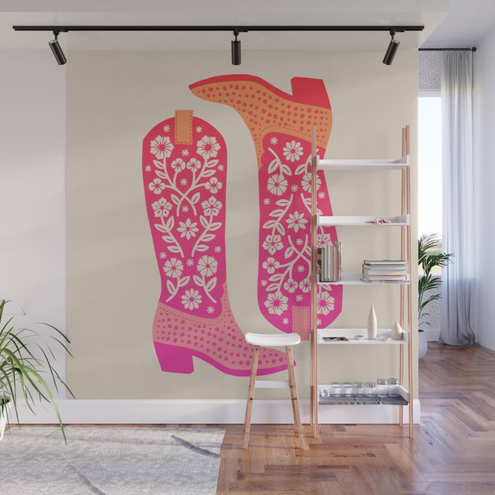 Cowgirl Boots â Hot Pink Ombre Wall Mural Gallery Image 1