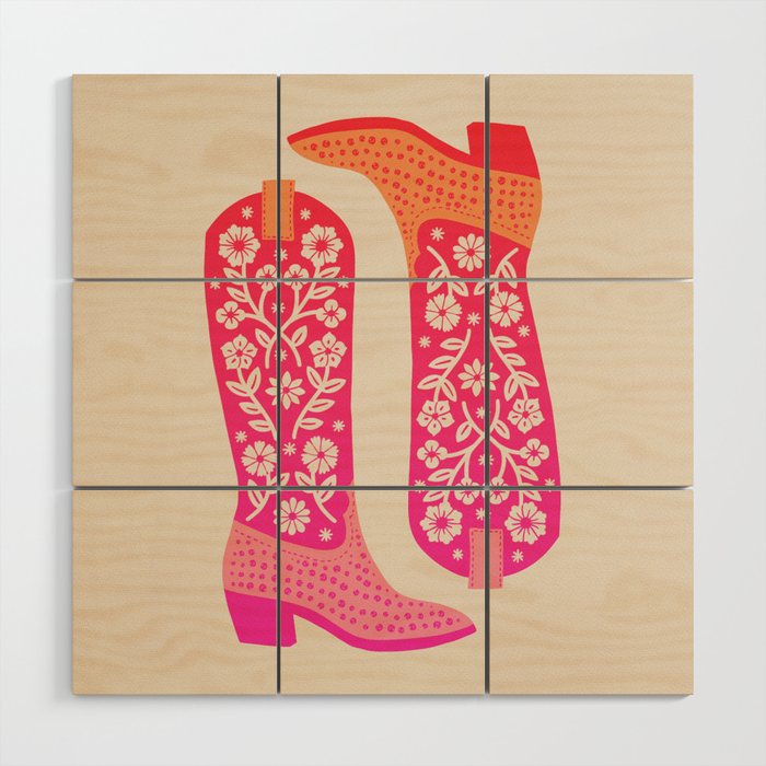 Cowgirl Boots â Hot Pink Ombre Wood Wall Art Gallery Image 1