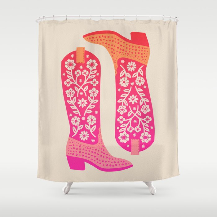 Cowgirl Boots â Hot Pink Ombre Shower Curtain Gallery Image 1