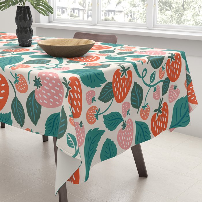 Strawberry Fields - Teal Tablecloth Gallery Image 3