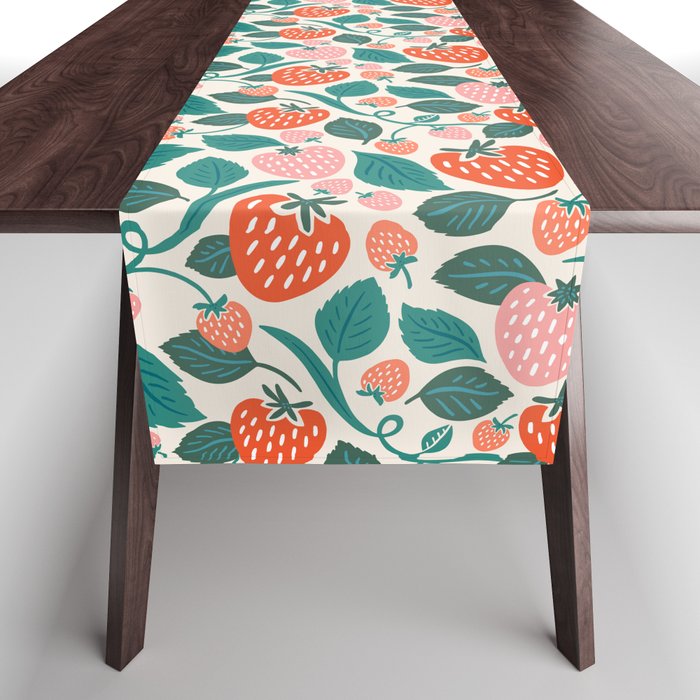 Strawberry Fields - Teal Table Runner Gallery Image 1