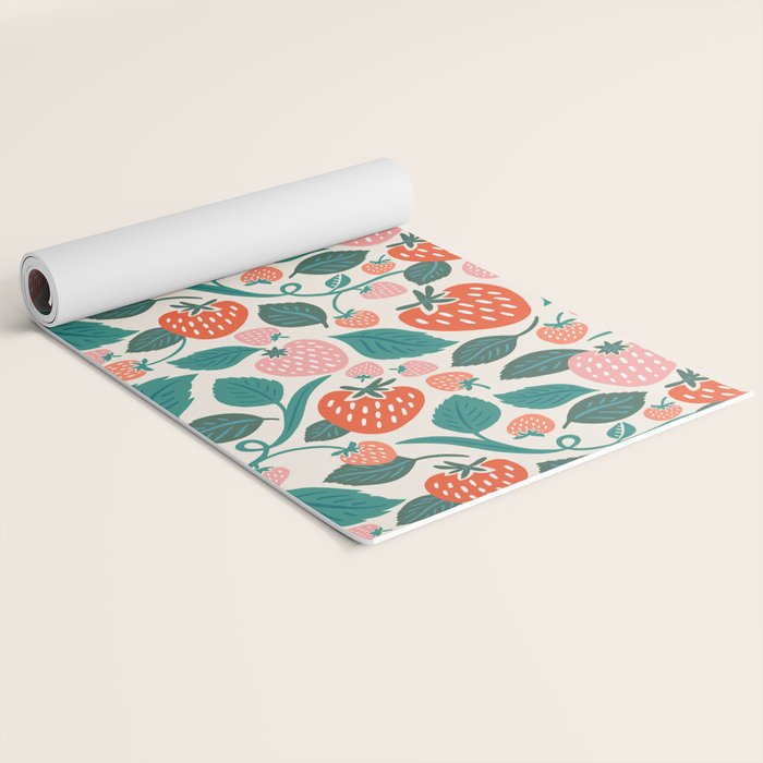 Strawberry Fields - Teal Yoga Mat Gallery Image 2