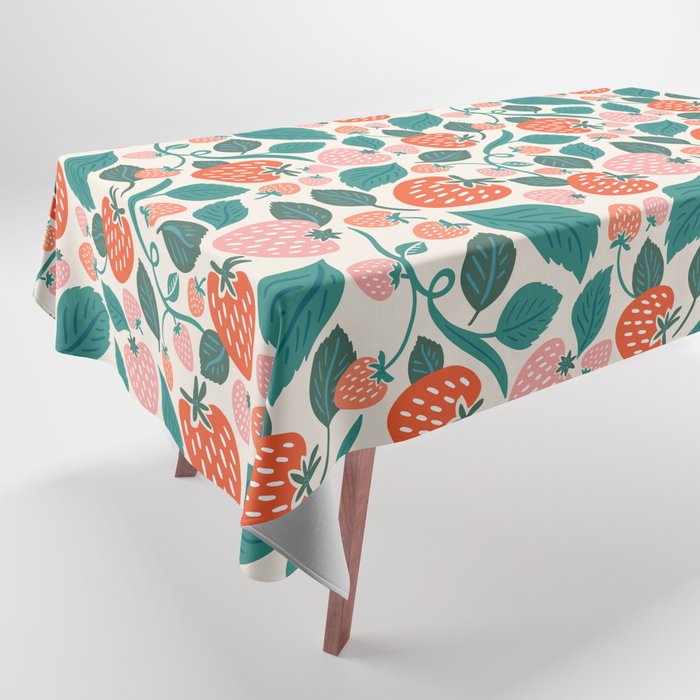Strawberry Fields - Teal Tablecloth Gallery Image 1