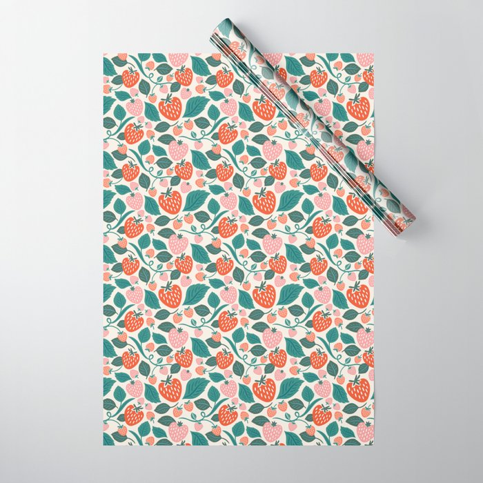 Strawberry Fields - Teal Wrapping Paper Gallery Image 1