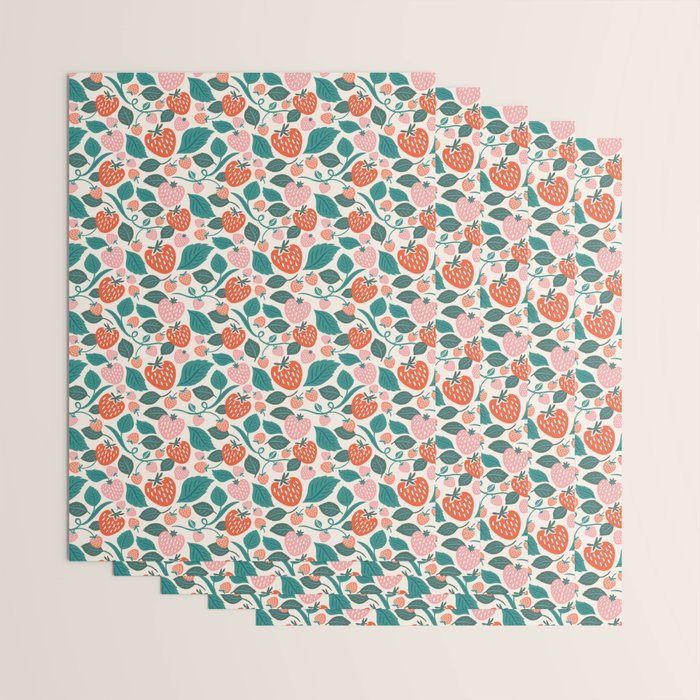 Strawberry Fields - Teal Wrapping Paper Gallery Image 3