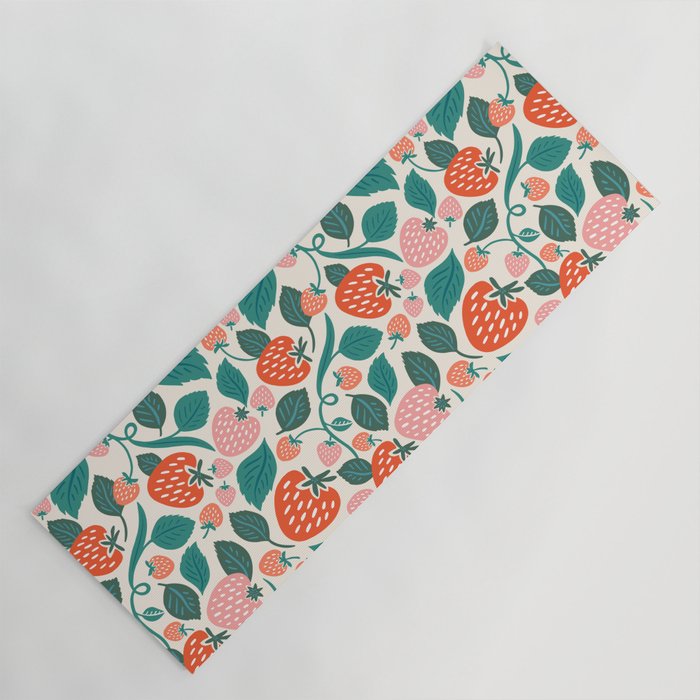 Strawberry Fields - Teal Yoga Mat Gallery Image 1