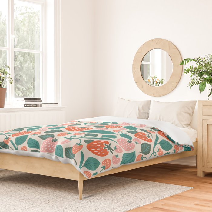 Strawberry Fields - Teal Duvet Cover Gallery Image 2