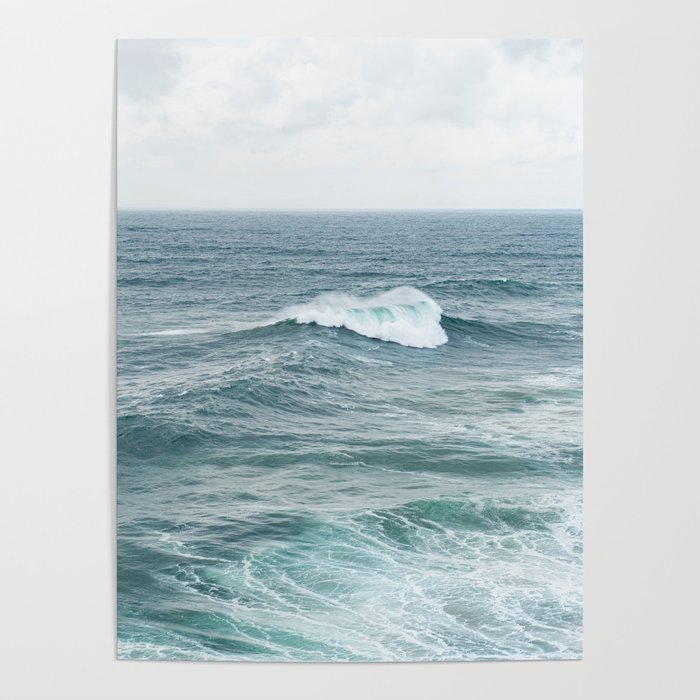 Atlantic Blues | Blue Ocean Water on the Coast of Nazaré Art Print | Wave Photography in Portugal Poster Gallery Image 1