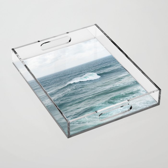 Atlantic Blues | Blue Ocean Water on the Coast of Nazaré Art Print | Wave Photography in Portugal Acrylic Tray Gallery Image 1